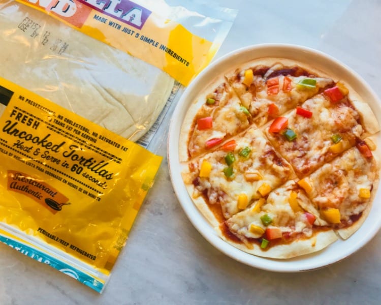 Quick and Easy 5 Minute Tortilla Pizza