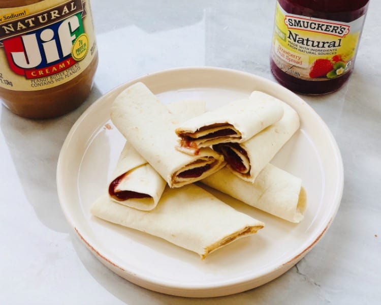 Quick and Easy PB&J Tortilla Rollups