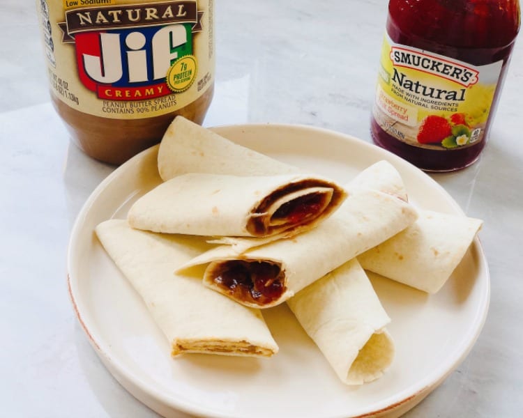 Quick and Easy PB&J Tortilla Rollups