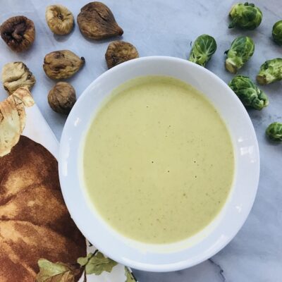 Creamy Brussels Sprouts and Fig Soup