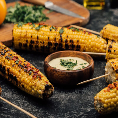 Grilled Corn with Sriracha Mayo