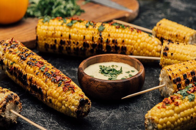Grilled Corn with Sriracha Mayo
